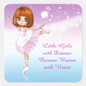 Inspirerend Ballerina - Kleine meisjes met dromen Vierkante Sticker (Voorkant)