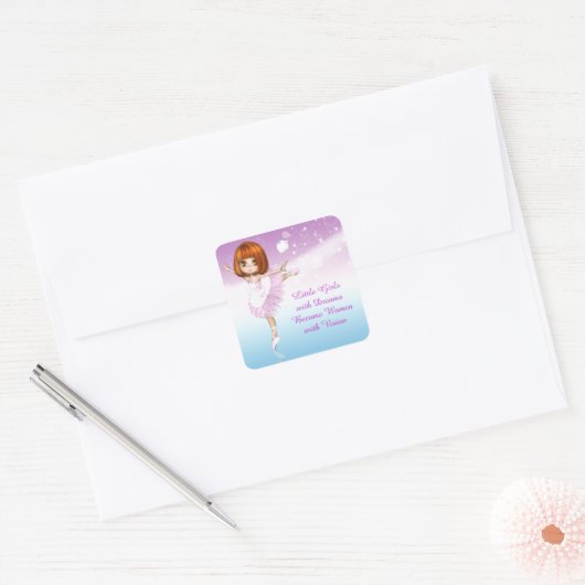 Inspirerend Ballerina - Kleine meisjes met dromen Vierkante Sticker (Envelop)