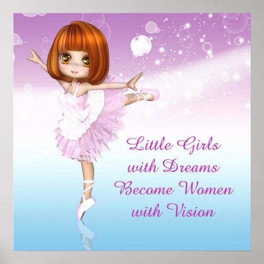 Inspirerend Ballerina Little Girls Droomquote Poster (Voorkant)