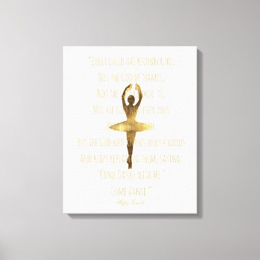 Inspirerend Ballerina Quote Gouden Ballet Dancer Canvas Afdruk (Voorkant)