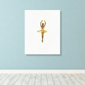 Inspirerend Ballerina Quote Gouden Ballet Dancer Canvas Afdruk (Insitu (Houten vloer))