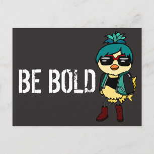 Inspirerend "Be Bold" vogel voor zwarte en blauwe  Briefkaart