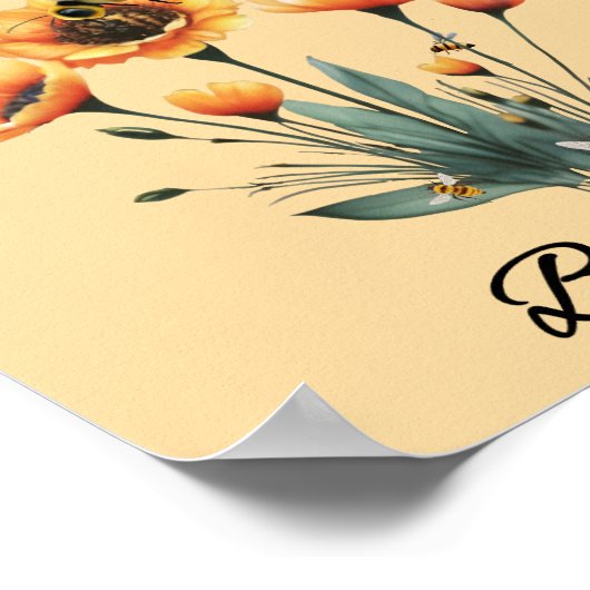 Inspirerend Be Kind Quote Floral Bee Poster (Hoek)