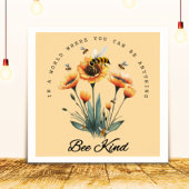 Inspirerend Be Kind Quote Floral Bee Poster