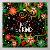 Inspirerend Be Kind Quote Floral Classroom Poster (Voorkant)
