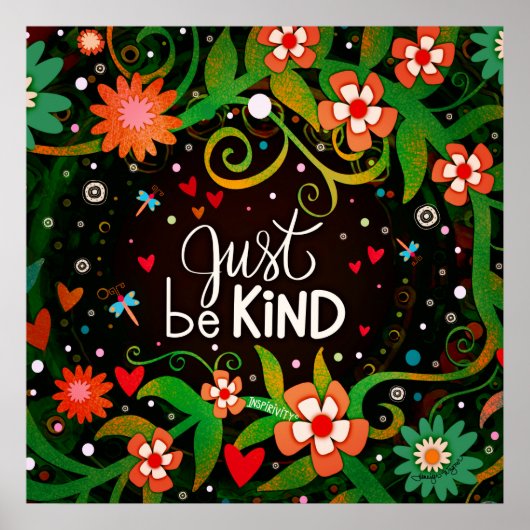 Inspirerend Be Kind Quote Floral Classroom Poster (Voorkant)