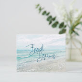 Inspirerend Beach Dreams Quote Retro Ocean Waves Briefkaart (Staand voorkant)