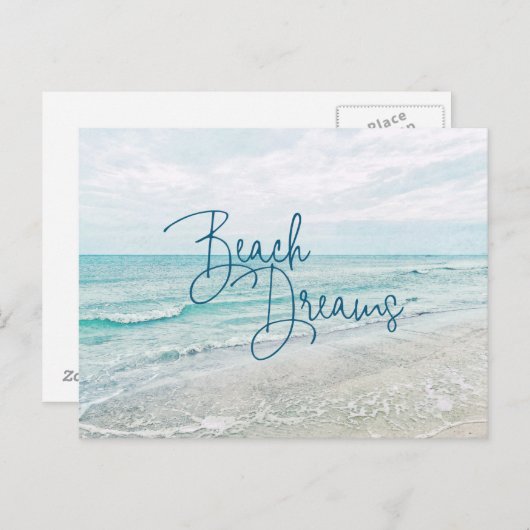 Inspirerend Beach Dreams Quote Retro Ocean Waves Briefkaart (Voorkant / Achterkant)