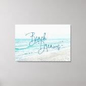 Inspirerend Beach Dreams Quote Retro Ocean Waves Canvas Afdruk (Voorkant)