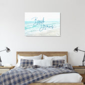Inspirerend Beach Dreams Quote Retro Ocean Waves Canvas Afdruk (Insitu (Slaapkamer))