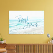 Inspirerend Beach Dreams Quote Retro Ocean Waves Canvas Afdruk (Insitu (Woonkamer))
