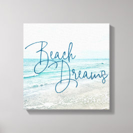 Inspirerend Beach Dreams Quote Retro Ocean Waves Canvas Afdruk