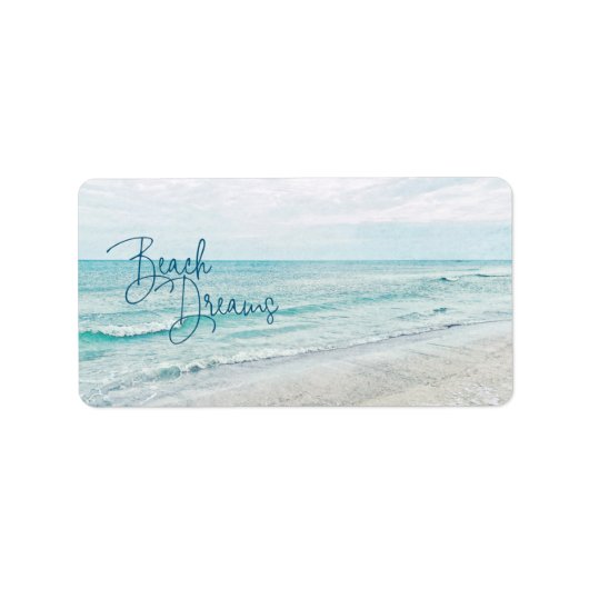 Inspirerend Beach Dreams Quote Retro Ocean Waves Etiket (Voorkant)