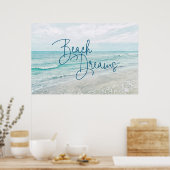 Inspirerend Beach Dreams Quote Retro Ocean Waves Poster (Keuken)