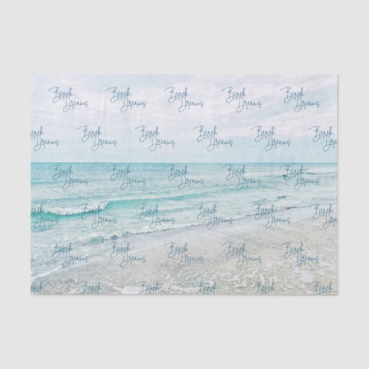 Inspirerend Beach Dreams Quote Retro Ocean Waves Tissuepapier (Voorkant)