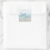 Inspirerend Beach Dreams Quote Retro Ocean Waves Vierkante Sticker (Tas)