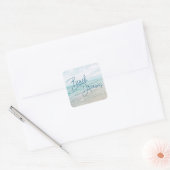 Inspirerend Beach Dreams Quote Retro Ocean Waves Vierkante Sticker (Envelop)