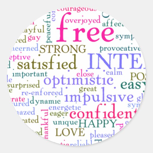 Inspirerend bemoedigende woorden ronde sticker (Voorkant)