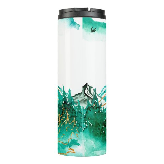 Inspirerend berglandschap met Stay Wild Thermosbeker (Achterkant)