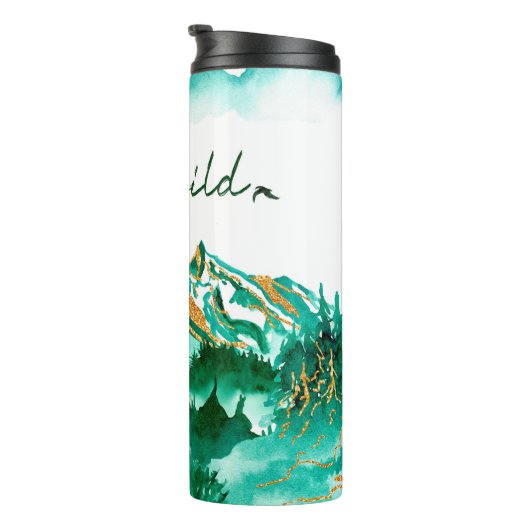 Inspirerend berglandschap met Stay Wild Thermosbeker (Geroteerd rechts)