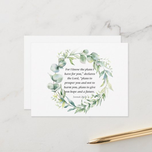 Inspirerend Bijbel Verse Jeremiah 29:11 Briefkaart (Voorkant / Achterkant in situ)