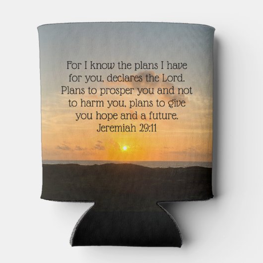 Inspirerend Bijbel Verse Jeremiah 29:11 Sunrise Blikjeskoeler (Achterkant)