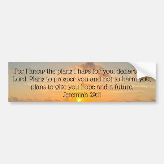 Inspirerend Bijbel Verse Jeremiah 29:11 Sunrise Bumpersticker (Voorkant)