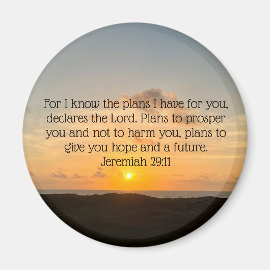 Inspirerend Bijbel Verse Jeremiah 29:11 Sunrise Magneet (Voorkant)