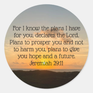 Inspirerend Bijbel Verse Jeremiah 29:11 Sunrise Ronde Sticker