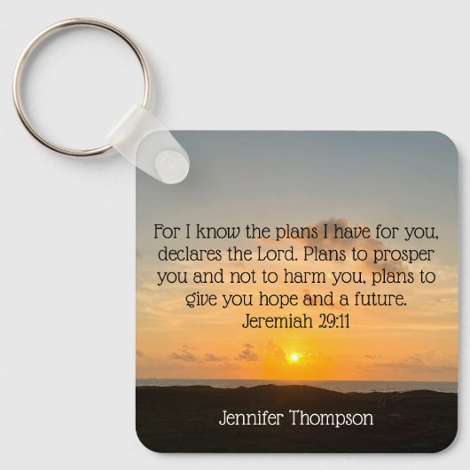 Inspirerend Bijbel Verse Jeremiah 29:11 Sunrise Sleutelhanger (Voorkant)