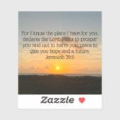 Inspirerend Bijbel Verse Jeremiah 29:11 Sunrise Sticker (Vel)
