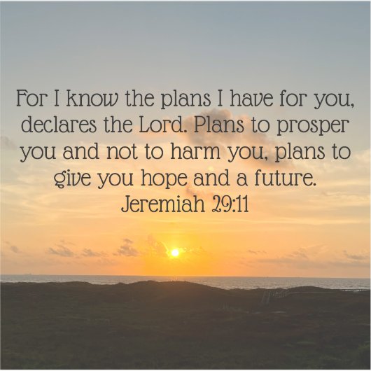 Inspirerend Bijbel Verse Jeremiah 29:11 Sunrise Sticker (Voorkant)