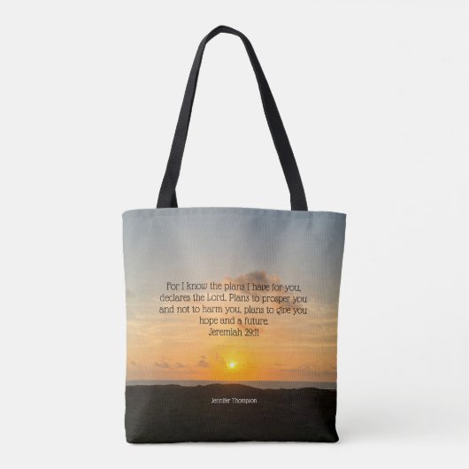 Inspirerend Bijbel Verse Jeremiah 29:11 Sunrise Tote Bag (Achterkant)