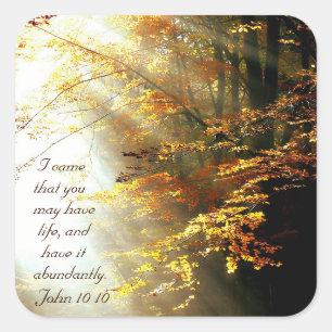 Inspirerend Bijbel Verse John 10 10 Herfst Trees Vierkante Sticker