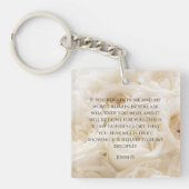Inspirerend Bijbel Verse John 15 White Roses Sleutelhanger (Voorkant)