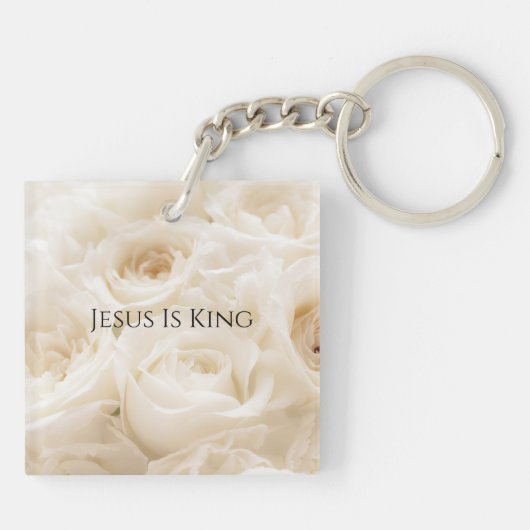 Inspirerend Bijbel Verse John 15 White Roses Sleutelhanger (Achterkant)