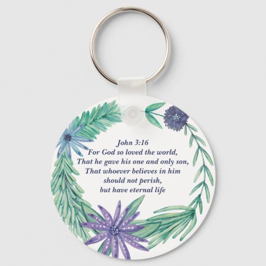 Inspirerend Bijbel Verse John 3:16 Kute Christelij Sleutelhanger (Voorkant)