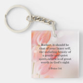 Inspirerend Bijbel verse met roze Tulp Flowers Sleutelhanger (Voorkant)