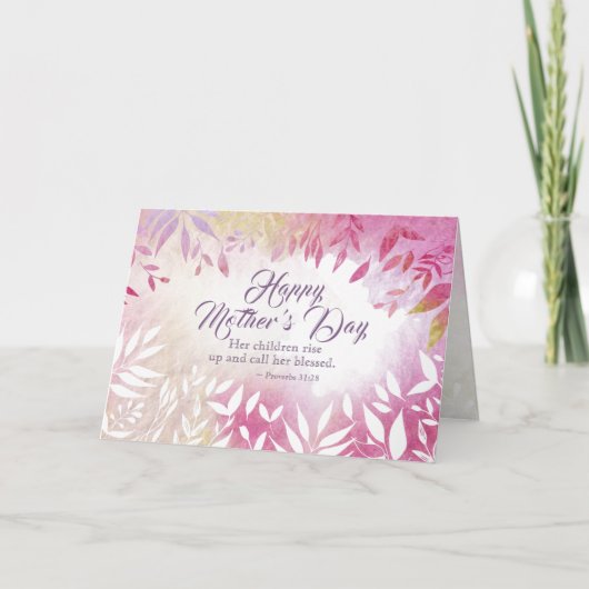 Inspirerend Bijbel Verse Pink Floral Moederdag Kaart (Voorkant)