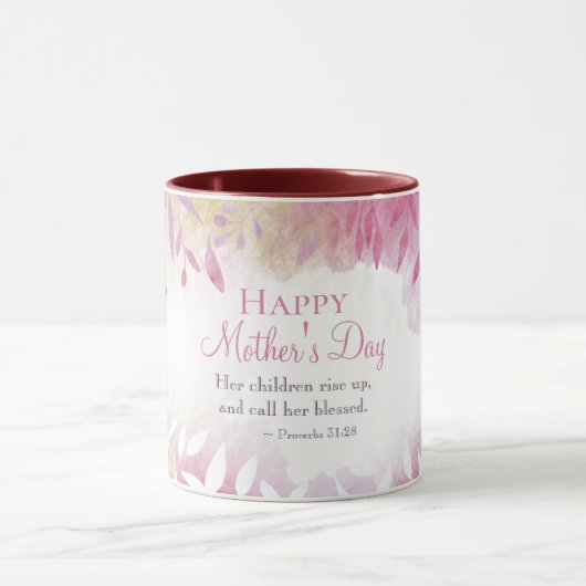 Inspirerend Bijbel Verse Pink Floral Moederdag Mok (Midden)