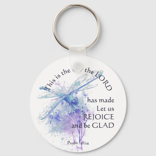 Inspirerend Bijbel Verse Psalm 118:24 Dragonfly Sleutelhanger (Voorkant)