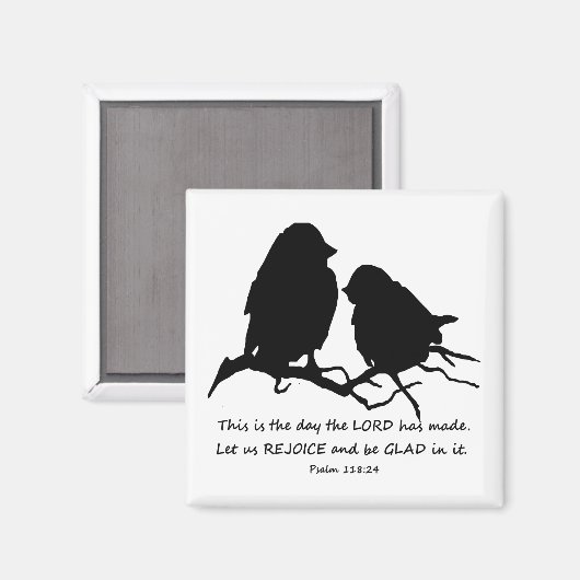 Inspirerend Bijbel Verse Psalm 118:24 Vogels Magneet (Voorkant / Achterkant)