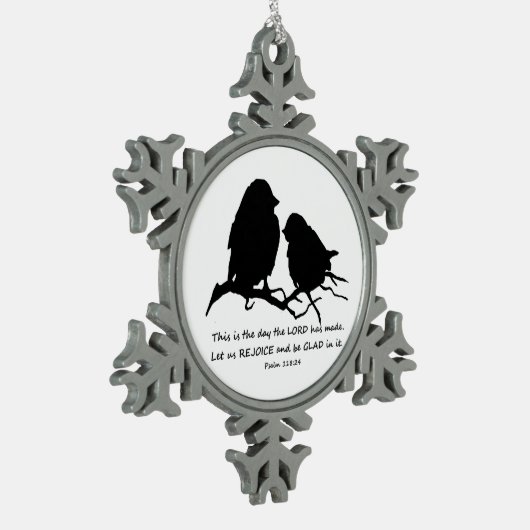 Inspirerend Bijbel Verse Psalm 118:24 Vogels Tin Sneeuwvlok Ornament (Links)