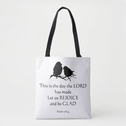 Inspirerend Bijbel Verse Psalm 118:24 Vogels Tote Bag (Voorkant)