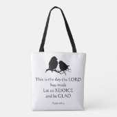 Inspirerend Bijbel Verse Psalm 118:24 Vogels Tote Bag (Achterkant)
