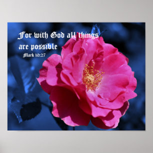 Inspirerend Bijbelcitaat met God Marcus 10:27 Poster