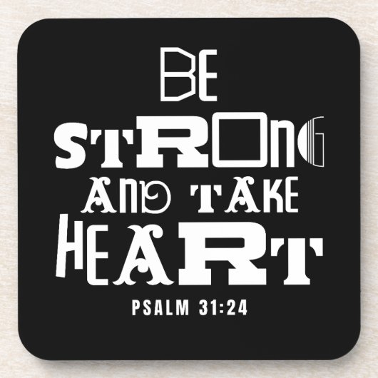 Inspirerend bijbelcitaat Wees sterk en neem hart Bier Onderzetter (Voorkant)
