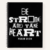Inspirerend bijbelcitaat Wees sterk en neem hart Notitieboek (Voorkant)