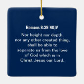 Inspirerend Bijbelgolven van het Zee Blauwe Kabelj Keramisch Ornament (Achterkant)