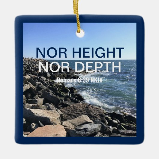 Inspirerend Bijbelgolven van het Zee Blauwe Kabelj Keramisch Ornament (Voorkant)